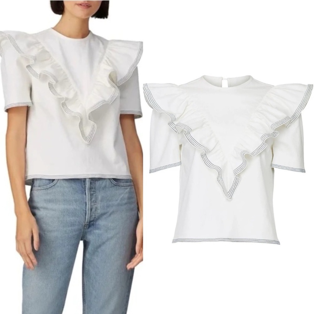 Saylor Harriette White Denim Top Womens Size M